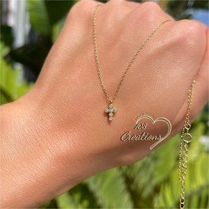 TINY CROSS Dainty Necklace with Cubic Zirconia